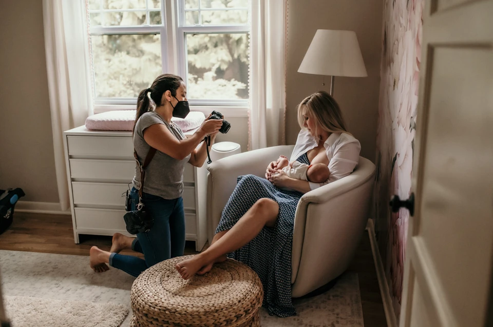 Elena S Blair capturing a Newborn at home.